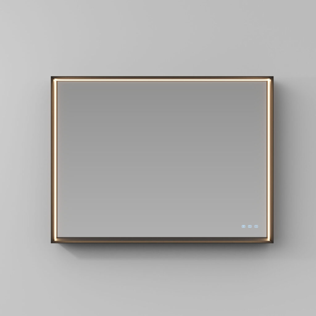 Прямоугольное зеркало Pigreco с алюминиевой рамой и встроенным освещением  - Ideagroup