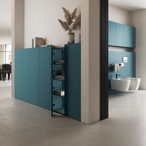 Система меблировки ванной комнаты, выходящая за пределы ванной комнаты